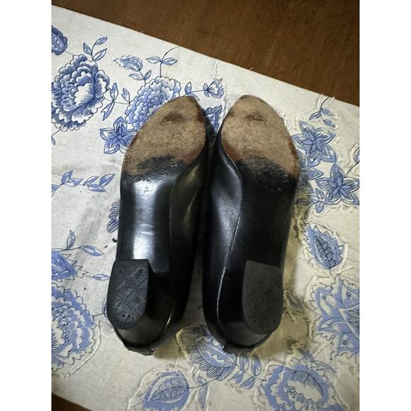 Vintage Stuart Weitzman Women's Pumps Block Almond Toe Heels Black 1980s 10 - Picture 10 of 16